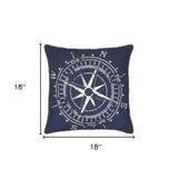 18" Navy and White Nautical Compass Throw Pillow - Homeroots - Flyclothing LLC