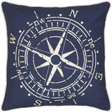 18" Navy and White Nautical Compass Throw Pillow - Homeroots - Flyclothing LLC