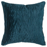 18" Teal Blue Crinkle Cotton Throw Pillow - Homeroots