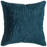 18" Teal Blue Crinkle Cotton Throw Pillow - Homeroots