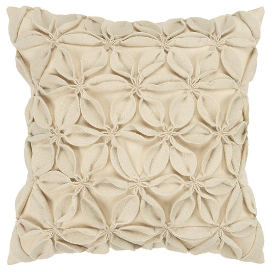 Cream Pinwheel Floral Petal Down Filled Throw Pillow - Homeroots