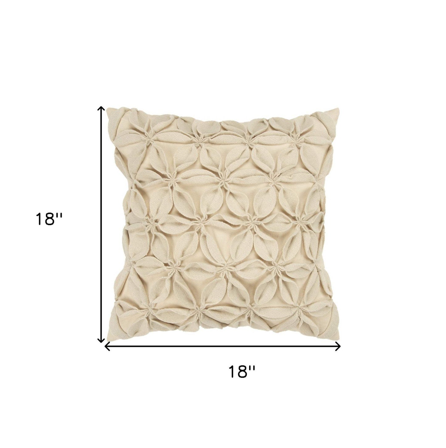 Cream Pinwheel Floral Petal Down Filled Throw Pillow - Homeroots - Flyclothing LLC