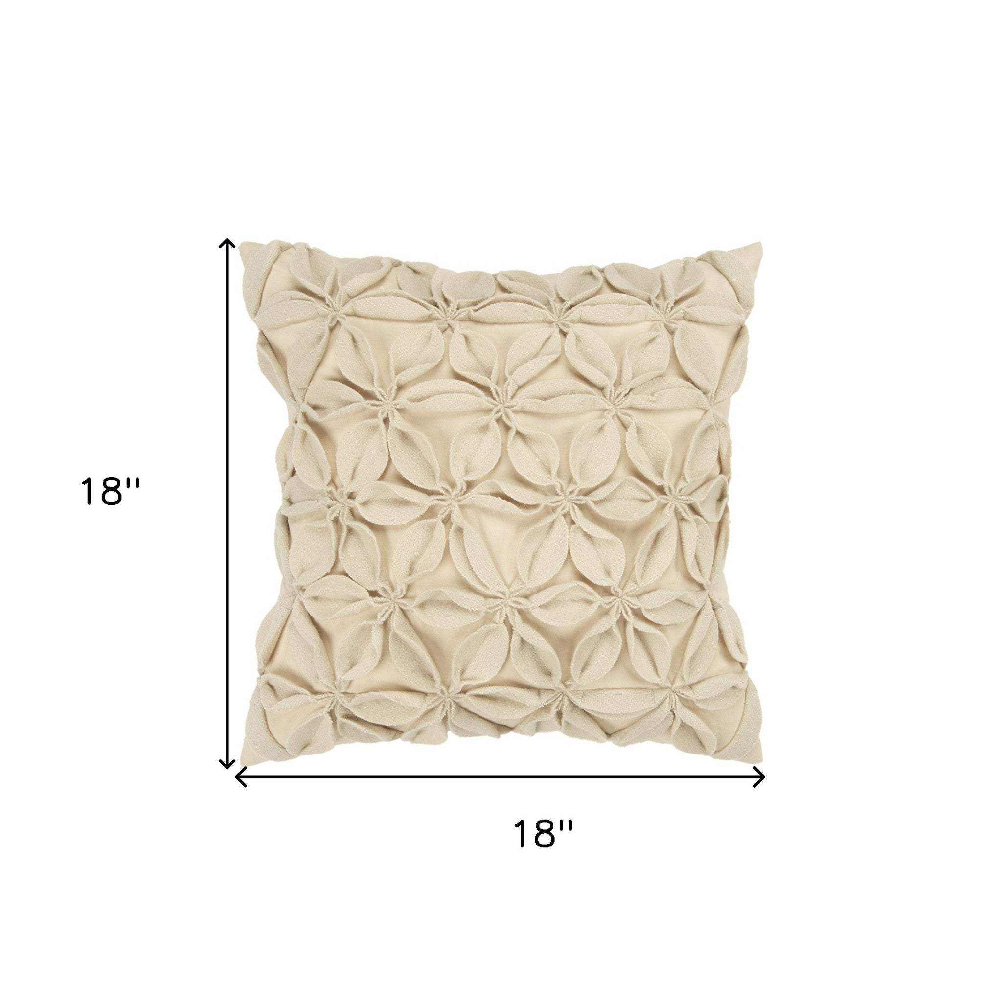Cream Pinwheel Floral Petal Down Filled Throw Pillow - Homeroots - Flyclothing LLC