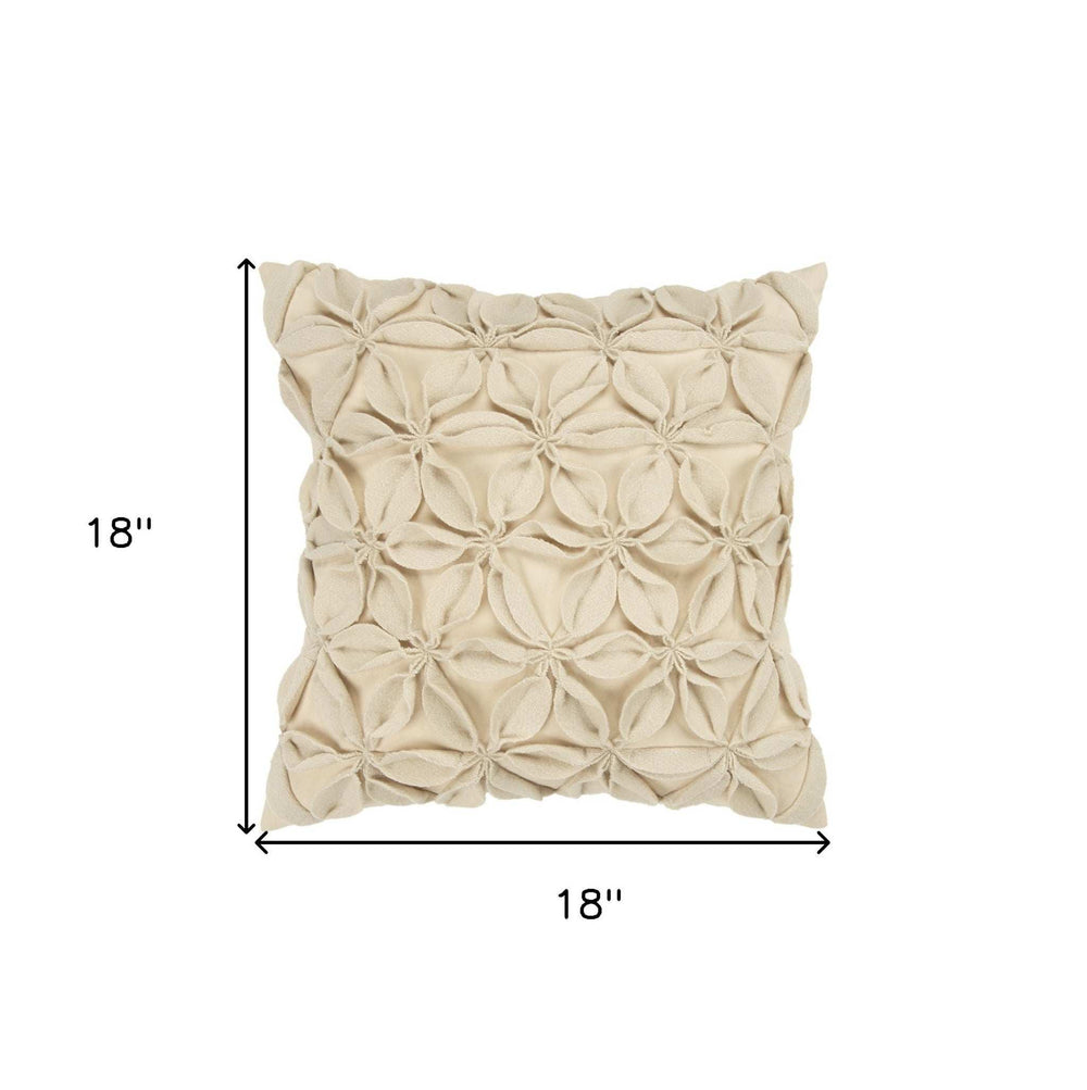 Cream Pinwheel Floral Petal Down Filled Throw Pillow - Homeroots - Flyclothing LLC