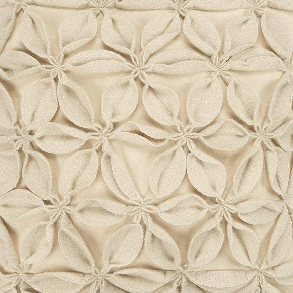 Cream Pinwheel Floral Petal Down Filled Throw Pillow - Homeroots - Flyclothing LLC