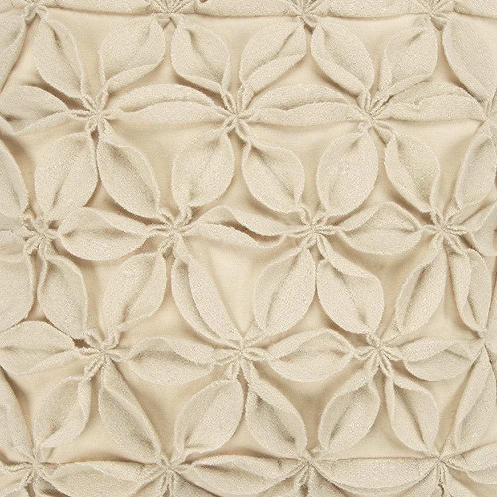 Cream Pinwheel Floral Petal Down Filled Throw Pillow - Homeroots - Flyclothing LLC