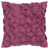 18" Magenta Floral Wool Blend Throw Pillow With Applique - Homeroots