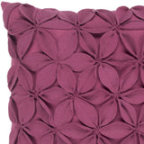 18" Magenta Floral Wool Blend Throw Pillow With Applique - Homeroots