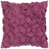 18" Magenta Floral Wool Blend Throw Pillow With Applique - Homeroots