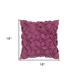 18" Magenta Floral Wool Blend Throw Pillow With Applique - Homeroots - Flyclothing LLC