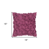 18" Magenta Floral Wool Blend Throw Pillow With Applique - Homeroots - Flyclothing LLC