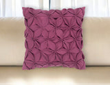 18" Magenta Floral Wool Blend Throw Pillow With Applique - Homeroots