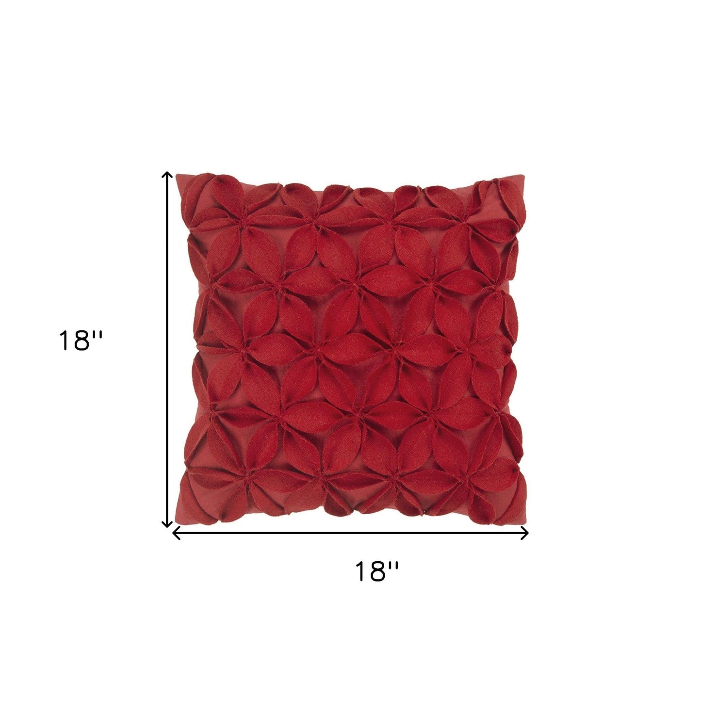 18" Red Cotton Throw Pillow - Homeroots - Flyclothing LLC