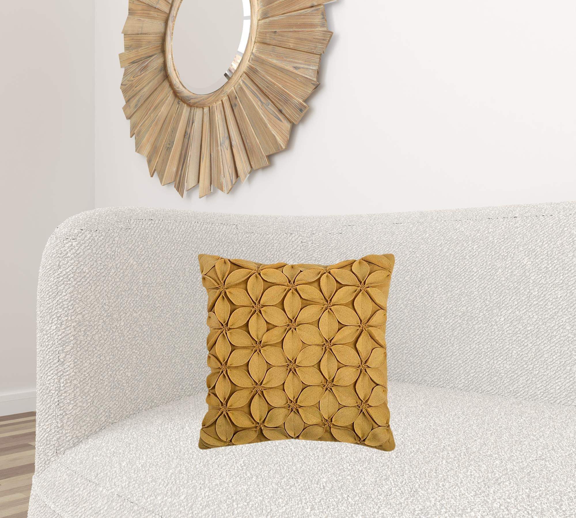 Yellow Pinwheel Floral Petal Down Throw Pillow - Homeroots - Flyclothing LLC