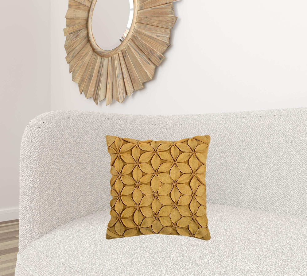 Yellow Pinwheel Floral Petal Down Throw Pillow - Homeroots - Flyclothing LLC