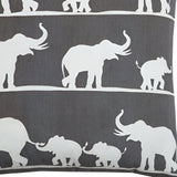 20" Gray and White Elephant Cotton Throw Pillow - Homeroots