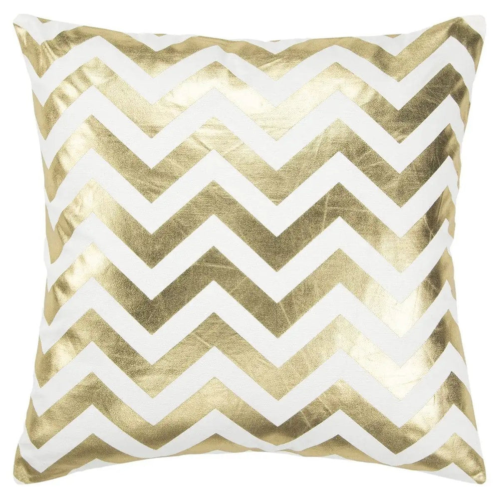 18" Gold and Ivory Cotton Throw Pillow - Homeroots - Flyclothing LLC