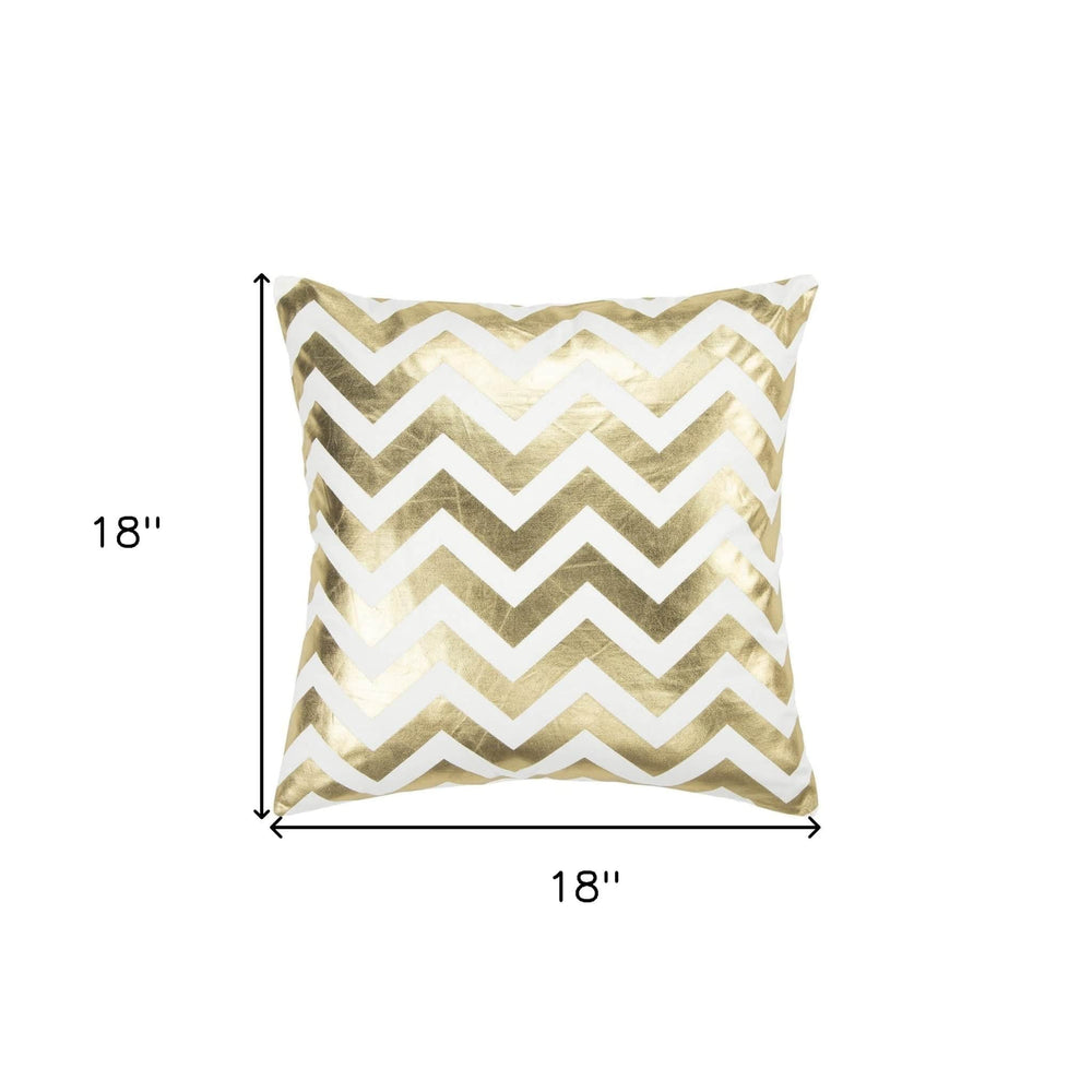 18" Gold and Ivory Cotton Throw Pillow - Homeroots - Flyclothing LLC