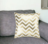 18" Gold and Ivory Cotton Throw Pillow - Homeroots