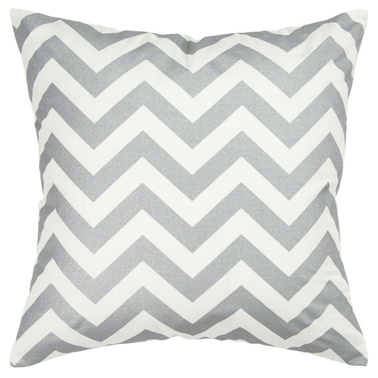 18" Silver and Ivory Cotton Throw Pillow