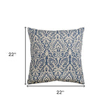 22" Navy Cotton Throw Pillow - Homeroots - Flyclothing LLC