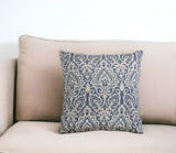 22" Navy Cotton Throw Pillow - Homeroots