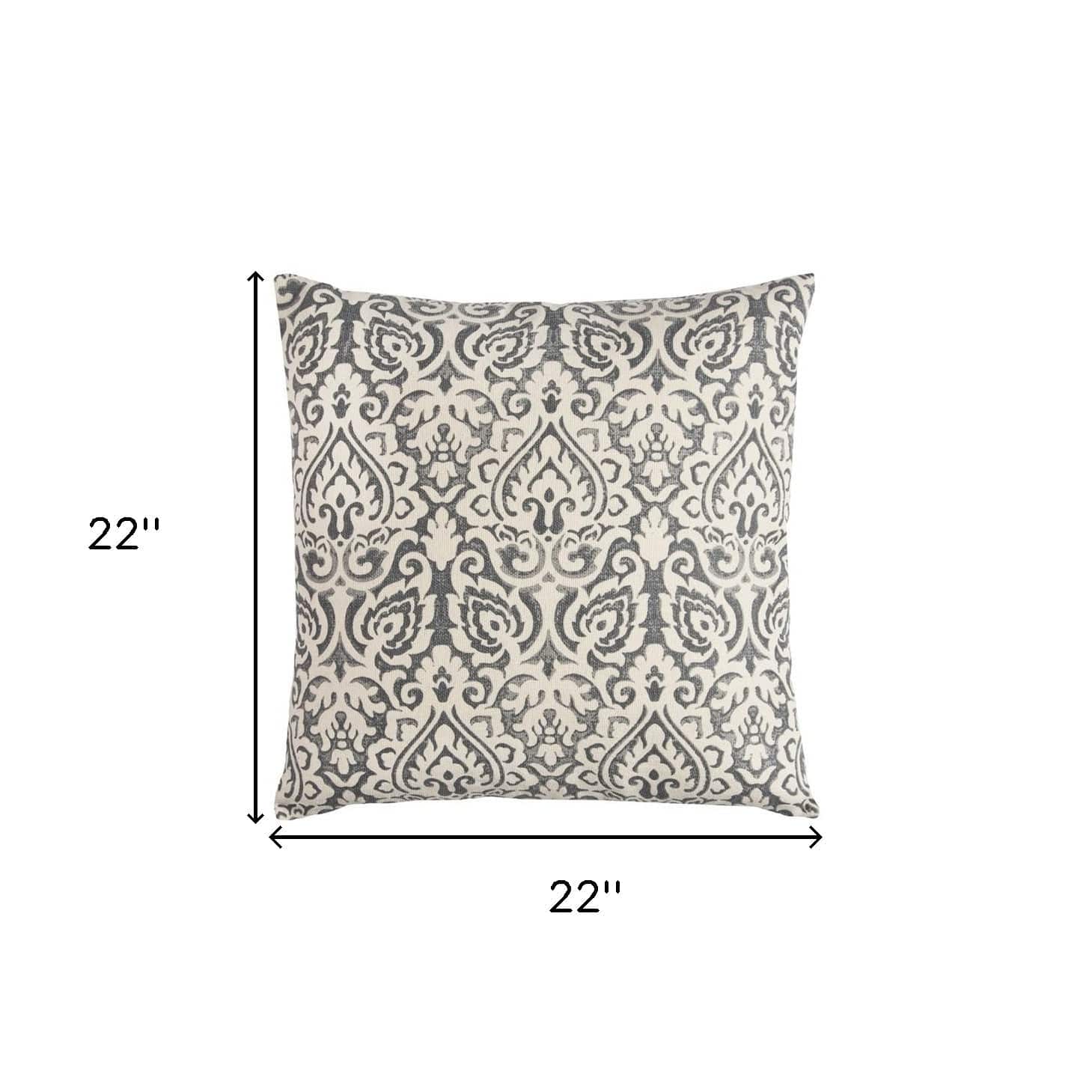 22" Light Gray Cotton Throw Pillow - Homeroots - Flyclothing LLC