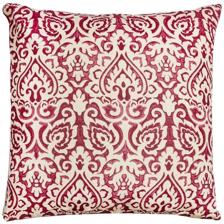 22" Red and White Cotton Throw Pillow - Homeroots