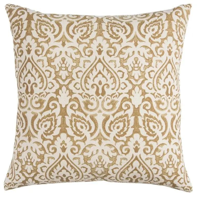 22" Gold and White Cotton Throw Pillow - Homeroots