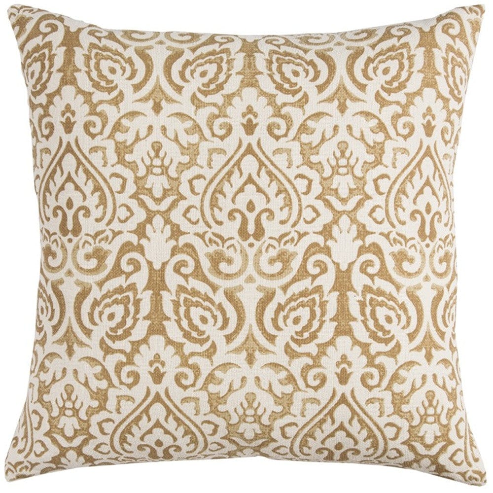 22" Gold and White Cotton Throw Pillow - Homeroots - Flyclothing LLC