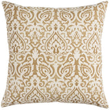 22" Gold and White Cotton Throw Pillow - Homeroots