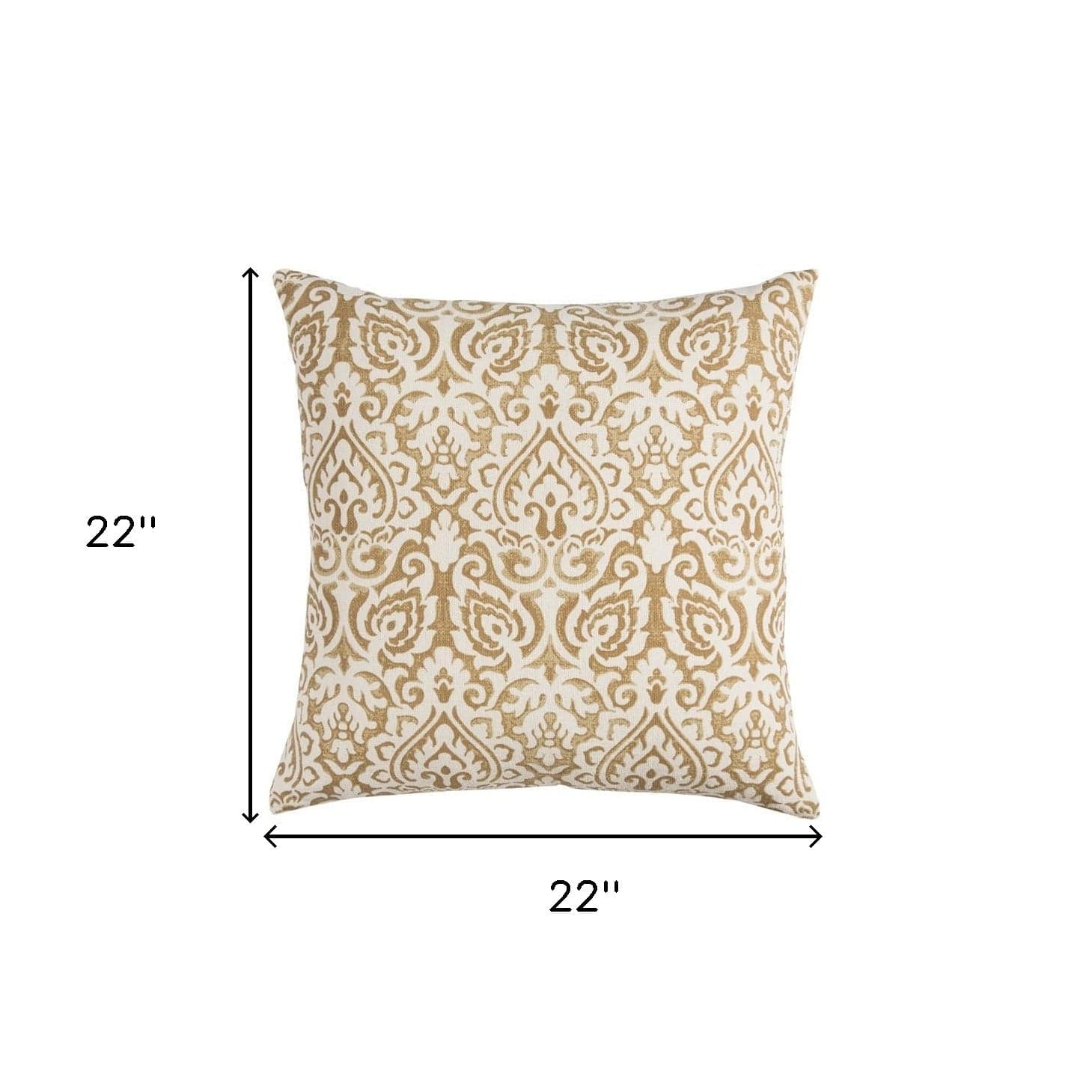 22" Gold and White Cotton Throw Pillow - Homeroots - Flyclothing LLC