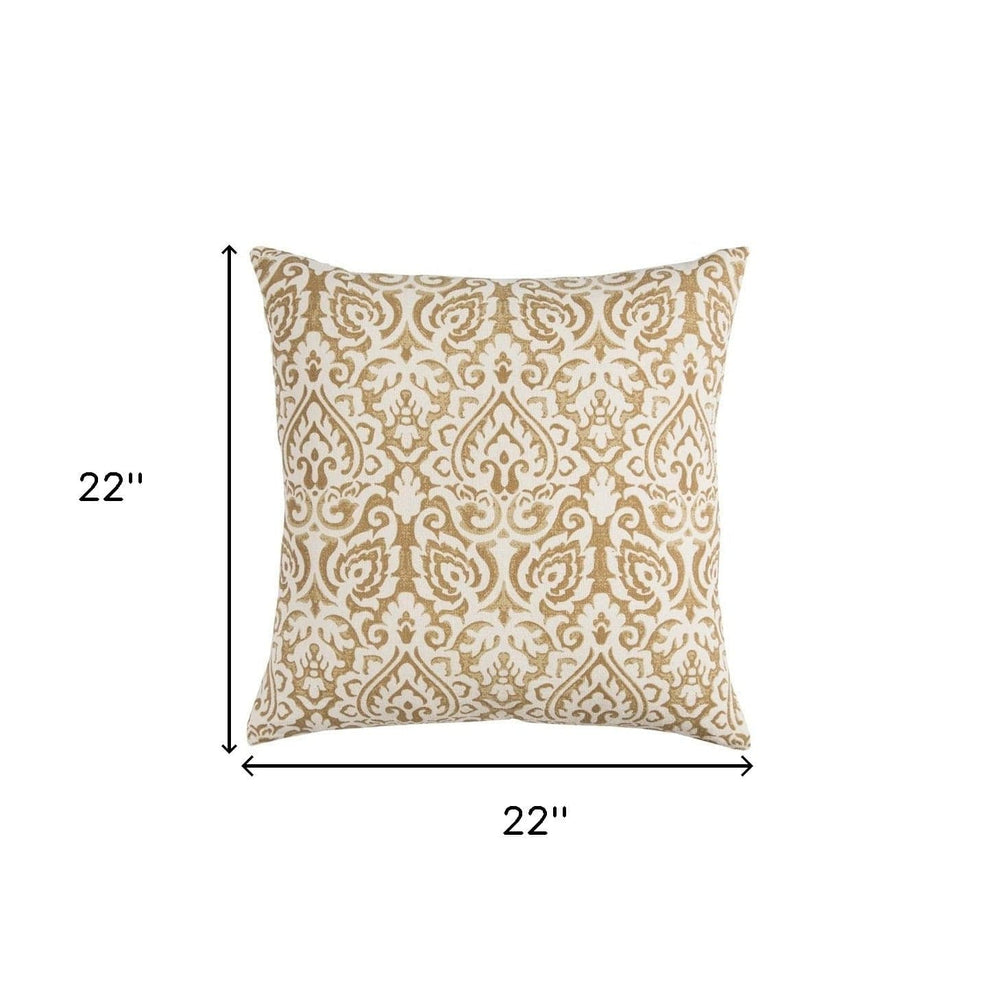 22" Gold and White Cotton Throw Pillow - Homeroots - Flyclothing LLC