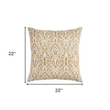 22" Gold and White Cotton Throw Pillow - Homeroots - Flyclothing LLC