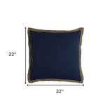 22" Navy Cotton Throw Pillow - Homeroots - Flyclothing LLC