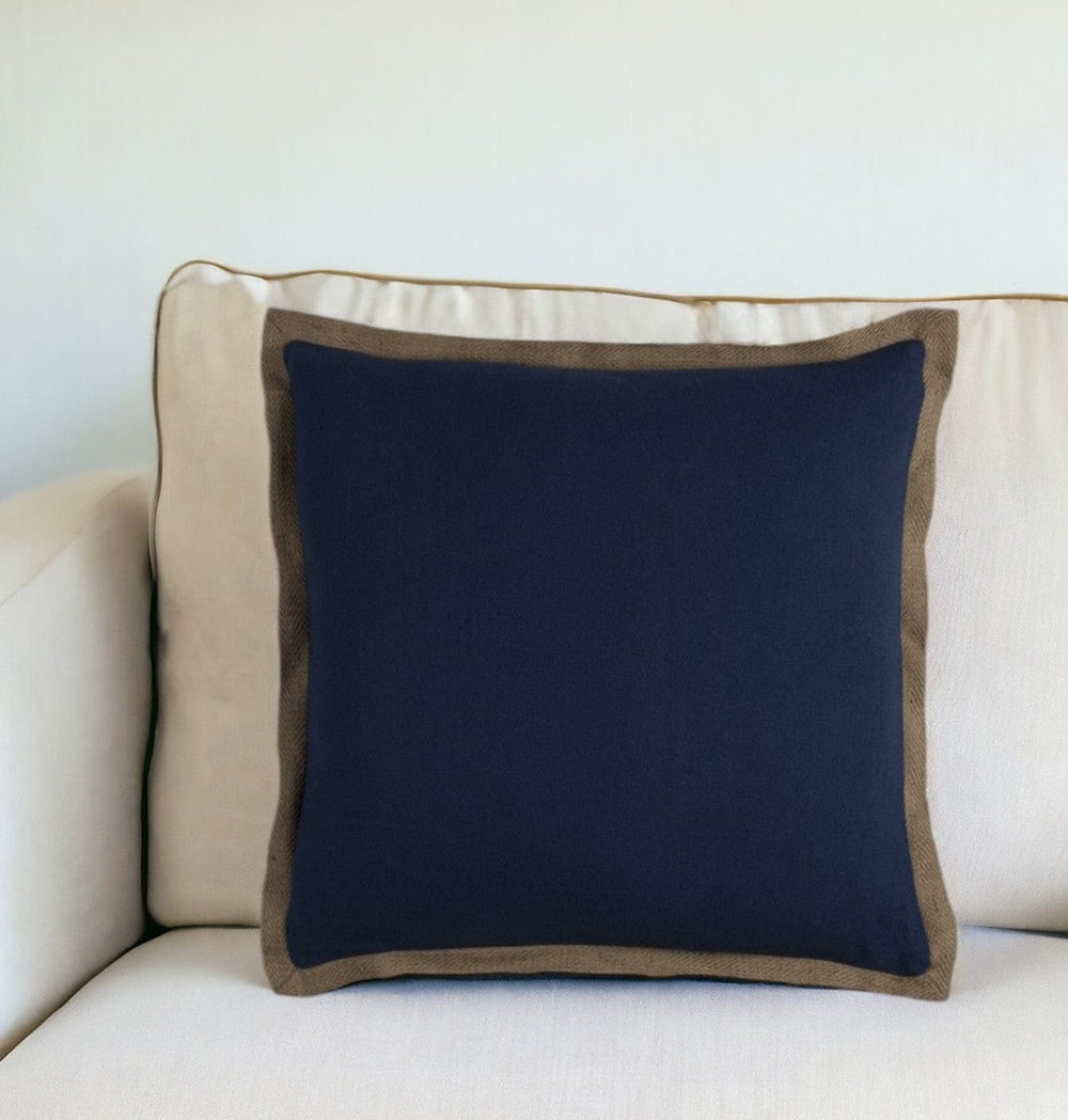 22" Navy Cotton Throw Pillow - Homeroots - Flyclothing LLC