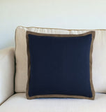 22" Navy Cotton Throw Pillow - Homeroots