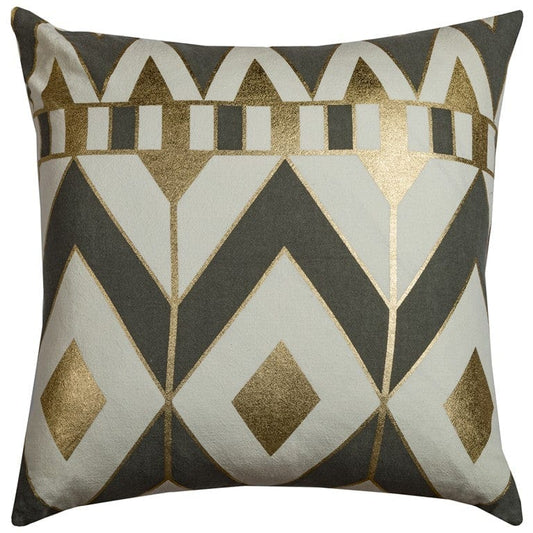 20" Gray and Ivory Geometric Cotton Throw Pillow - Homeroots