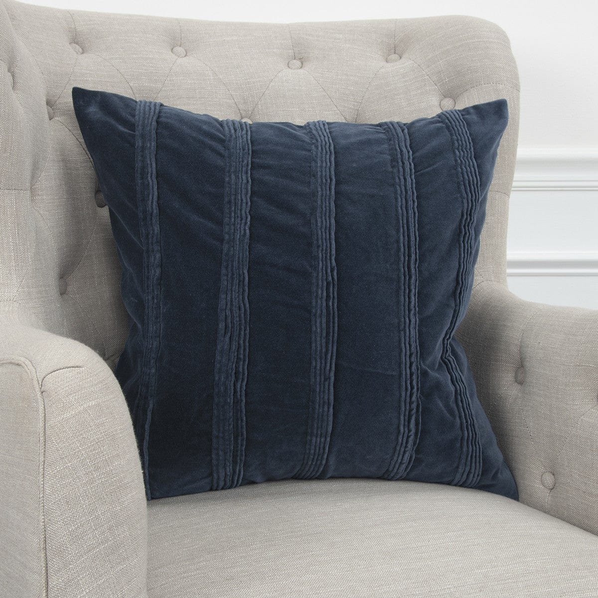 22" Navy Textural Striped Throw Pillow - Homeroots