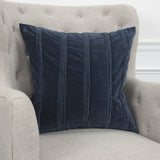 22" Navy Textural Striped Throw Pillow - Homeroots