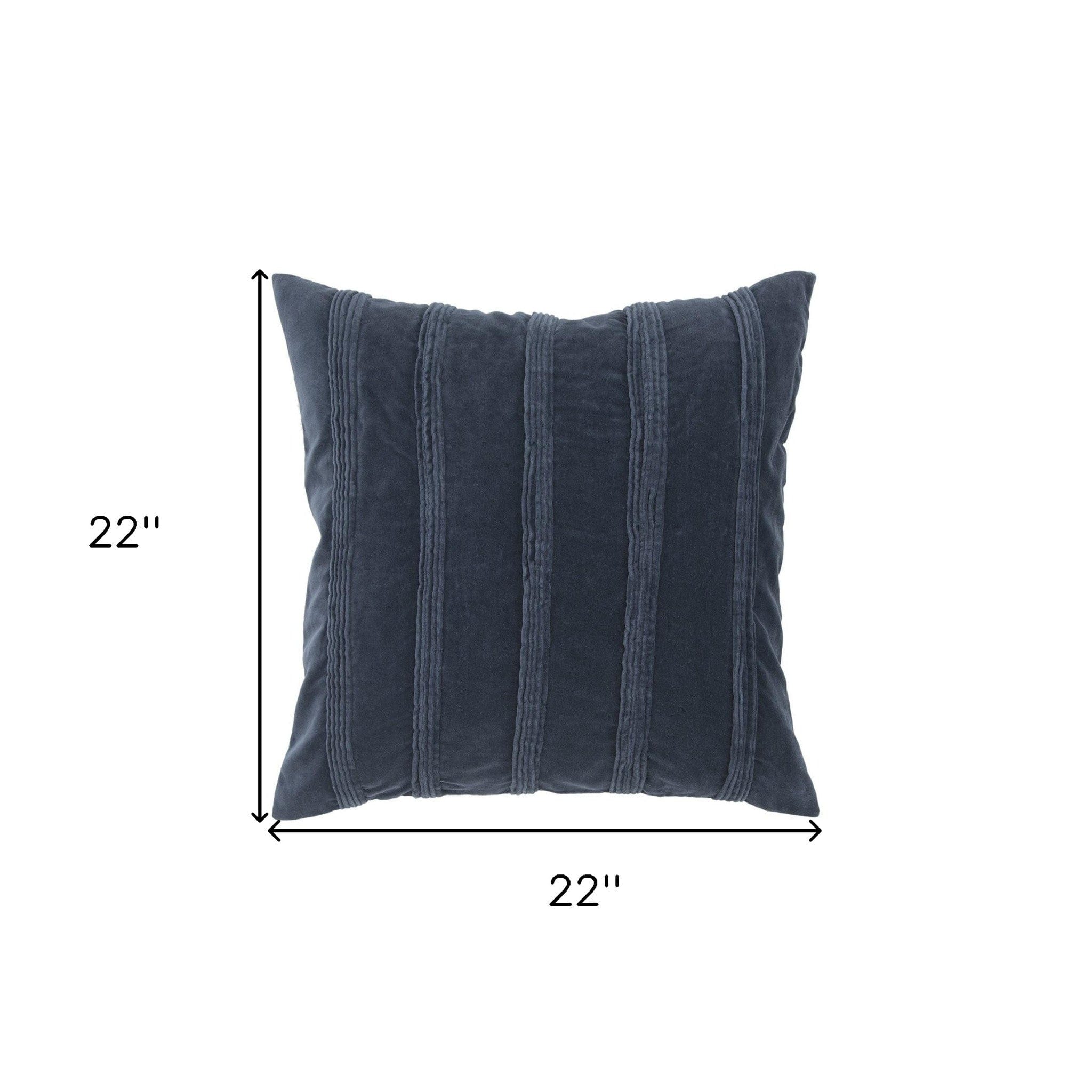 22" Navy Textural Striped Throw Pillow - Homeroots