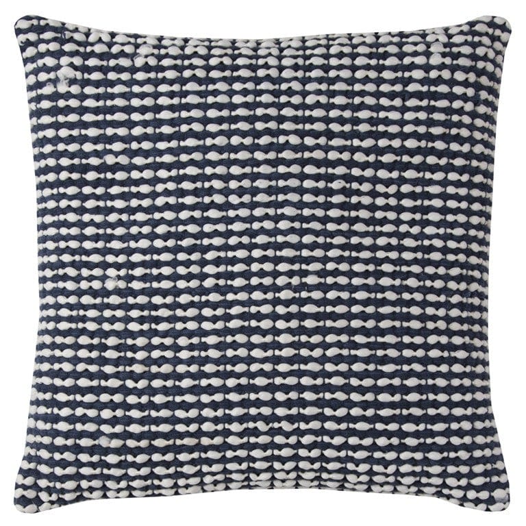 20" X 20" Blue and White Weave Cotton Zippered Pillow - Homeroots