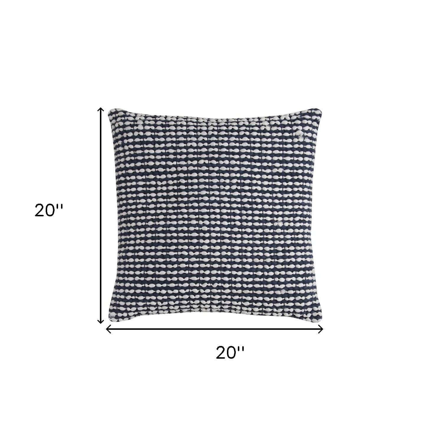 20" X 20" Blue and White Weave Cotton Zippered Pillow - Homeroots - Flyclothing LLC