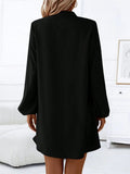 Notched Long Sleeve Mini Dress - Trendsi