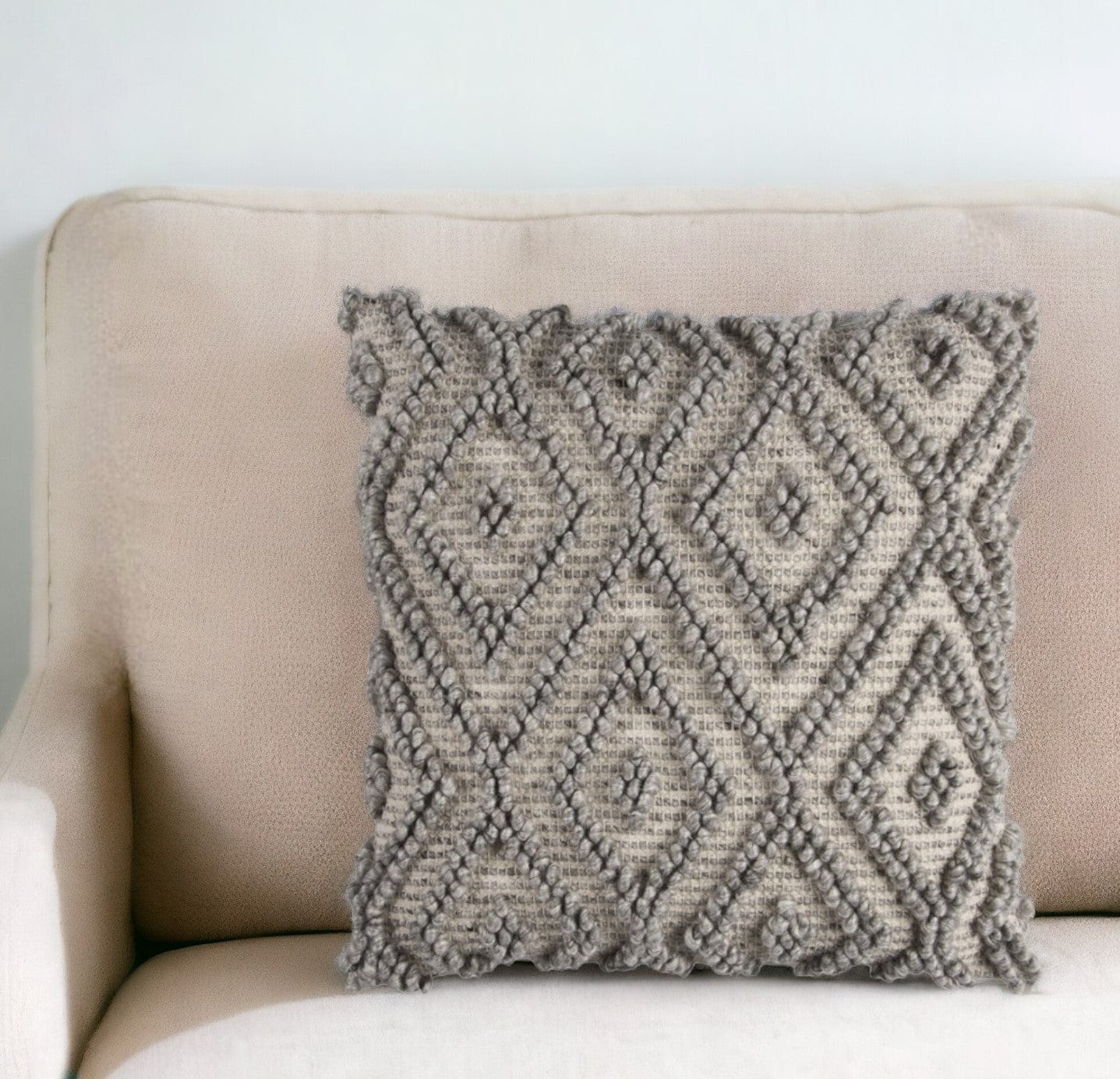 20" Natural And Gray Cotton Throw Pillow - Homeroots - Flyclothing LLC