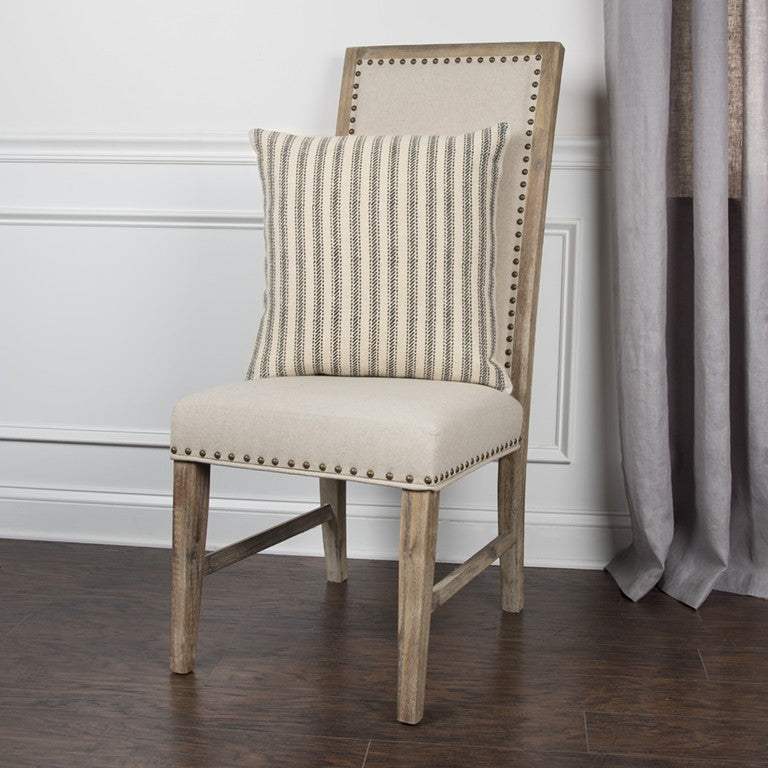 Gray Natural Ticking Stripe Throw Pillow - Homeroots - Flyclothing LLC