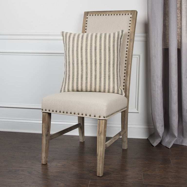 Gray Natural Ticking Stripe Throw Pillow - Homeroots - Flyclothing LLC