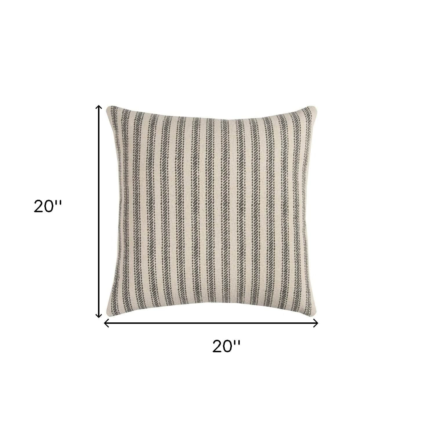 Gray Natural Ticking Stripe Throw Pillow - Homeroots