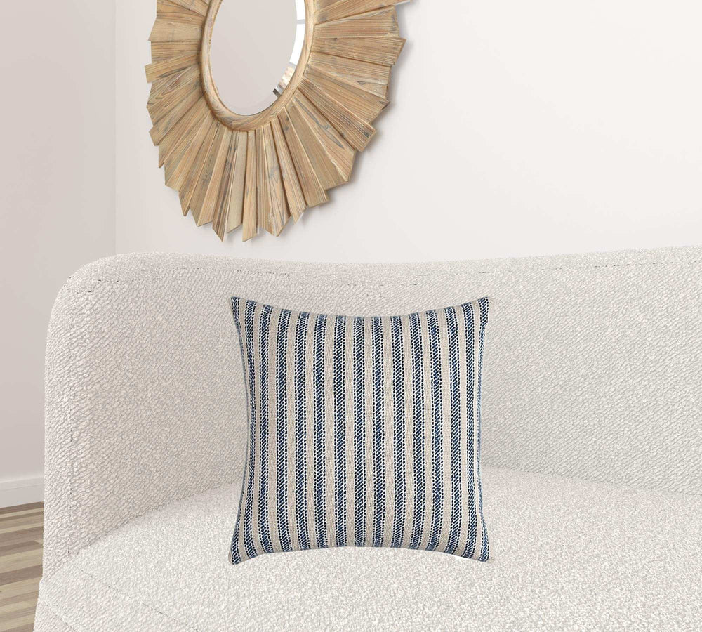 Blue Natural Ticking Stripe Throw Pillow - Homeroots - Flyclothing LLC