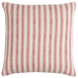 20" Red and Natural Ticking Stripe Cotton Throw Pillow - Homeroots